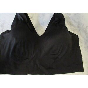 TrueKind Bra 4XL Black Everyday Comfort V Neck Bralette Wireless Wire Free 91408